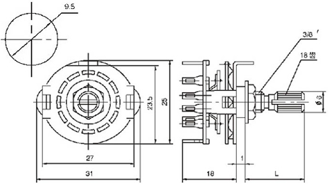 Rotary Switch 3 position 4 pole