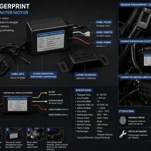 Sistem Fingerprint Motor R305 universal untuk pengaman starter dan anti maling kendaraan roda dua berbasis sidik jari