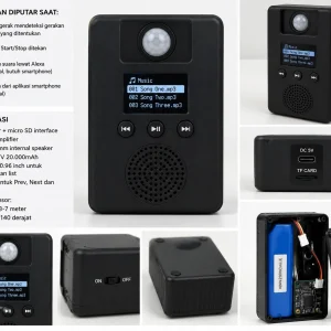 Motion Sensor MP3 Player Otomatis Dengan Speaker Internal OLED Display Battery 20000mAh