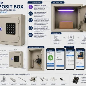 Smart Deposit Box UV-C WiFi ESP8266 dengan keypad OTP dan mobile apps untuk secure delivery box dan smart parcel locker system