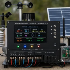 Smart Hybrid Renewable Energy Controller Weather Station ESP32 dengan fuzzy logic dan monitoring solar panel turbin angin berbasis IoT WiFi