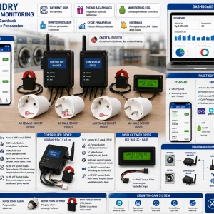 Smart Laundry IoT QRIS Monitoring LPG Sabun Cashback Dashboard Web Controller Washer Dryer untuk Sistem Laundry Otomatis dan Monitoring Realtime