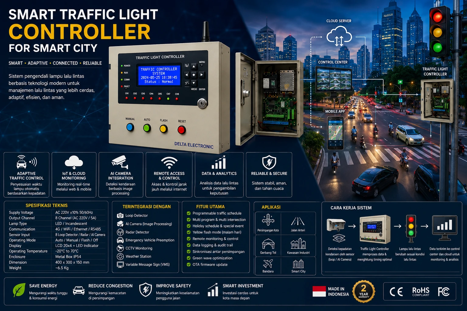 Traffic Light Controller Security System dengan fitur AES-256 encryption, secure communication, audit log, dan monitoring keamanan realtime untuk sistem smart city dan ATCS