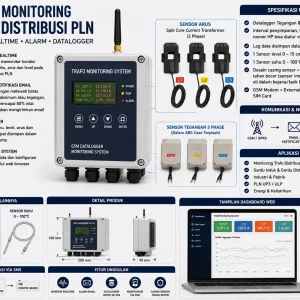 Sistem Monitoring Trafo Distribusi PLN GSM Web Monitoring Datalogger 3 Phase Alarm Email Industrial Power Monitoring System
