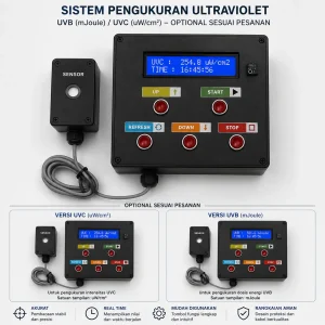 UV Meter UVB UVC Digital LCD 16x2 ultraviolet measurement system untuk monitoring intensitas UV sterilizer dan pengujian lampu ultraviolet realtime